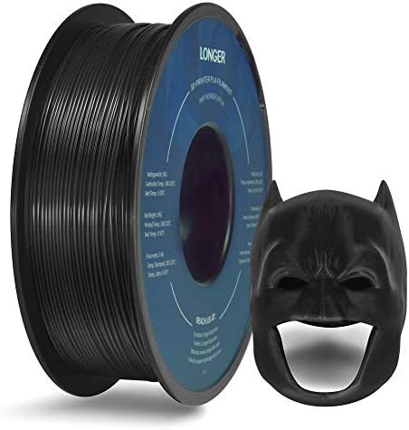 Black 1.75mm PLA filament 1kg spool