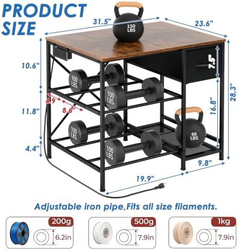 Wood desktop workstation with spool holder — photo 5